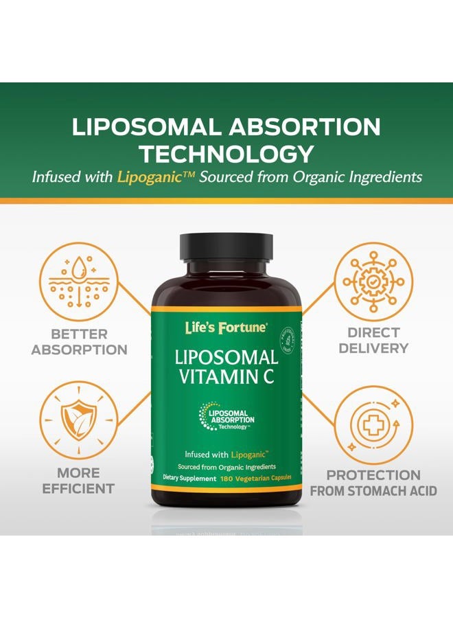 Life's Fortune Liposomal Vitamin C 2100 mg, Fast Acting Absorption, Higher Bioavailability Supporting Immune System, High Antioxidant Supplement Formula – Collagen Booster – 180 Capsules - Image 3