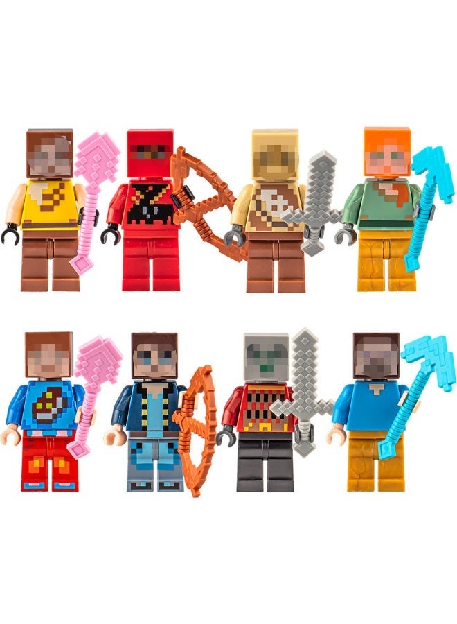 Mini Action Figure Toys Set With Weapons(10 Random figures + 8 Mini Building Blocks) - Image 2