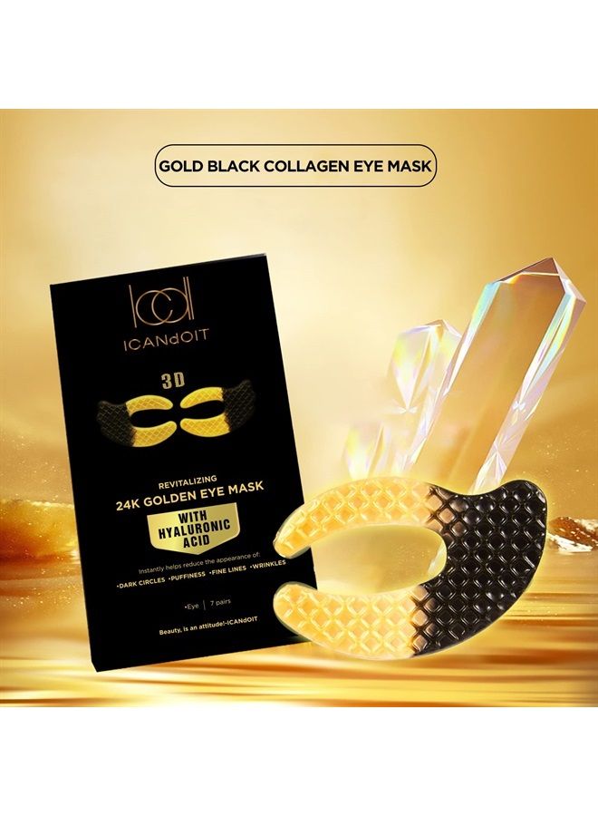 ICDI ICANdOIT ICANdOIT 24K Gold Eye Mask For Dark Circles&Puffiness,Anti-Aging,Anti-Wrinkle With Hyaluronic Acid and Collagen,Eye Zone Care Eye Patches for All Skin Types,Best Gift Idea for Women&Men,7Pairs - Image 2