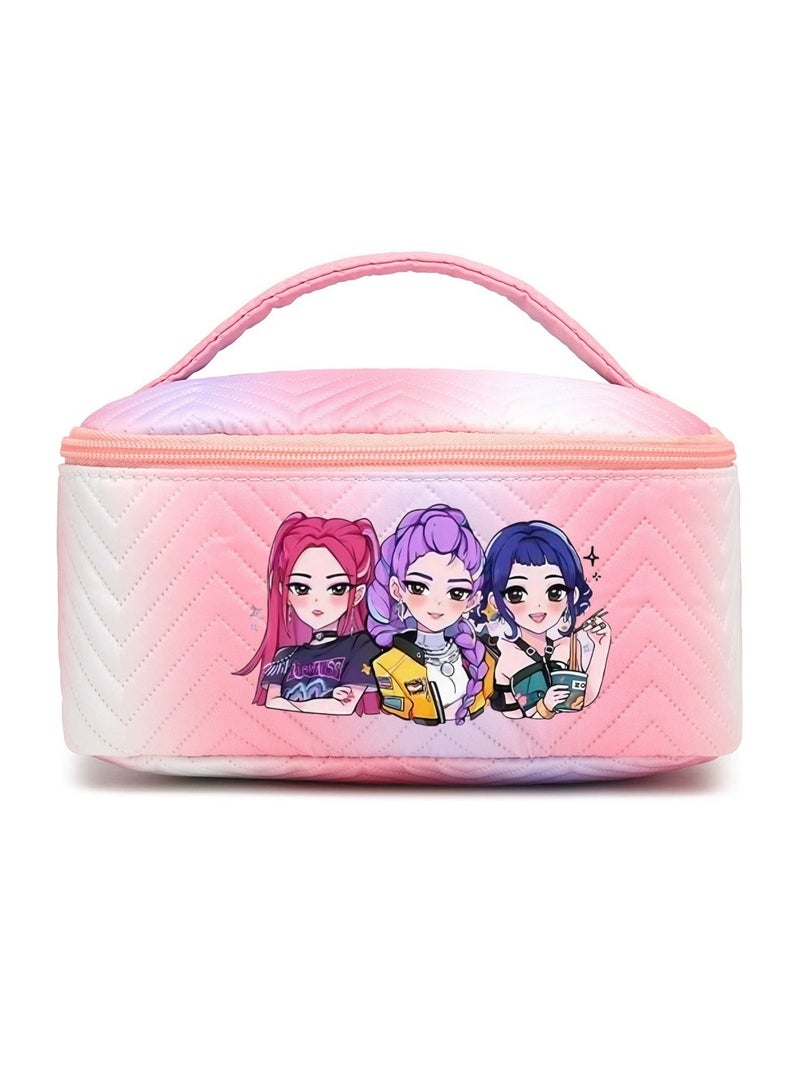 KPOP Demon Hunter Girl Group Print Colorful Cosmetic Bag - Large Capacity, Portable, Waterproof Storage Bag - Compact Toiletry Bag and Stationery Organizer for Students - Image 1