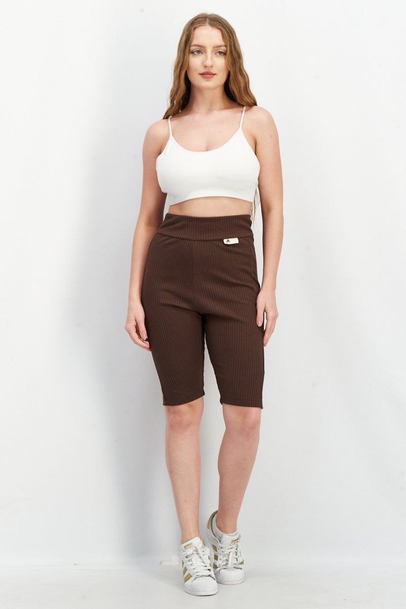 Adidas Women Sportswear Fit Training Shorts, Brown  - Image 4