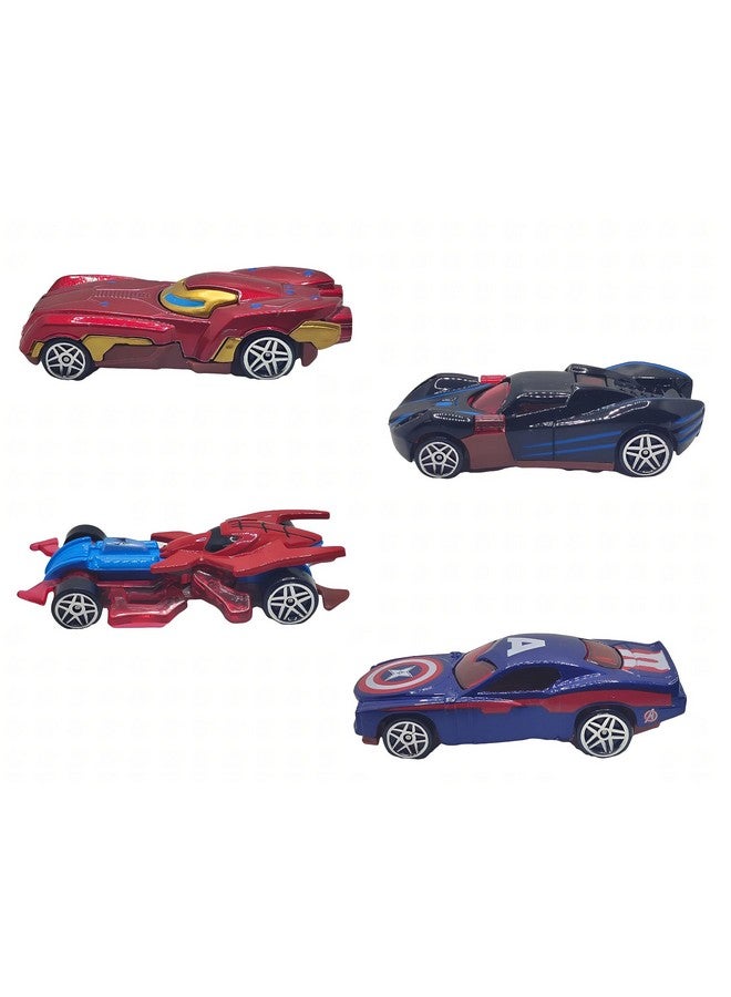 PLUSPOINT Diecast Metal Superhero Toy Vehicles Cars Set - Pack of 4 | Alloy Metal Push-N-Go Car Toys | Mini Racing Cars for Toddlers, Girls and Boys Car Play Set for Kids - Image 4