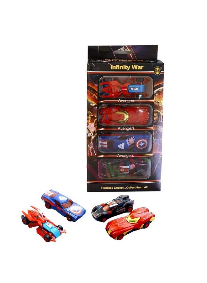 PLUSPOINT Diecast Metal Superhero Toy Vehicles Cars Set - Pack of 4 | Alloy Metal Push-N-Go Car Toys | Mini Racing Cars for Toddlers, Girls and Boys Car Play Set for Kids - Image 5