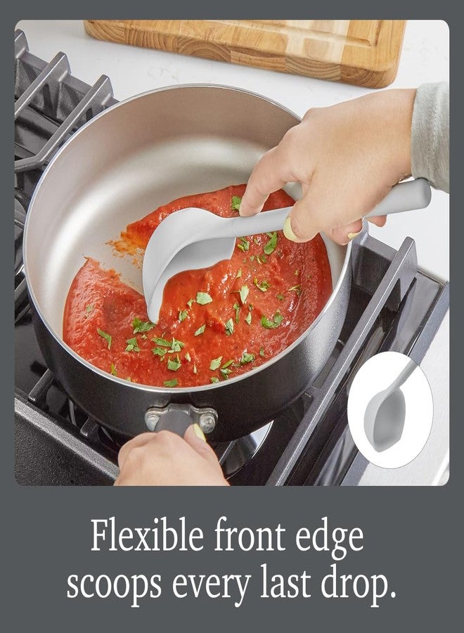Tovolo Flex Core Small Silicone Ladle Oyster Gray Heat Safe Silicone Soup Ladle BPA Free, Dishwasher Safe Small Kitchen Ladle with Precision Pour Lip for Serving Sauces Soups Gravies - Image 3