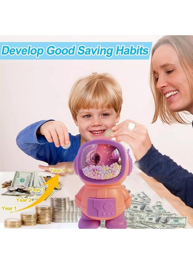 Ngel Cartoon Design Plastic Piggy Bank || Creative Cute Money Bank || Coin Saving Bank for Boys & Girls (Pack of 1) (Astronaut - Pink) - Image 5