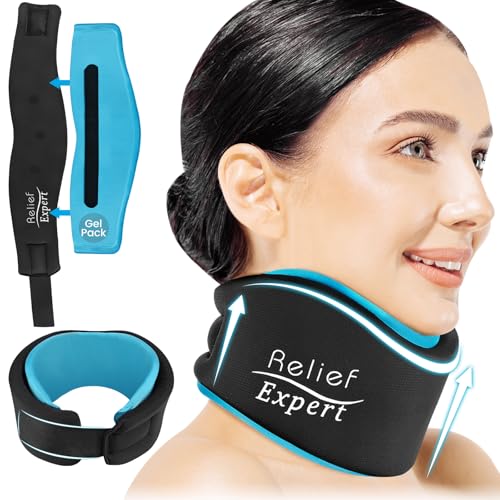 Relief Expert Soft Neck Brace with Hot and Cold Gel Pack – Adjustable Cervical Collar for Men & Women, Breathable Neck Support with Reusable Gel Ice Pack for Comfort at Home, Office & Travel, Blue - Image 1
