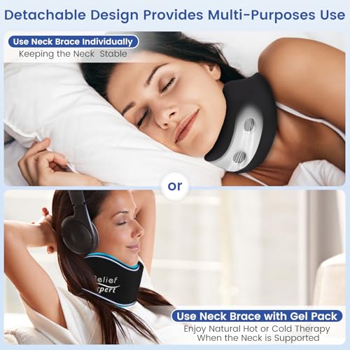 Relief Expert Soft Neck Brace with Hot and Cold Gel Pack – Adjustable Cervical Collar for Men & Women, Breathable Neck Support with Reusable Gel Ice Pack for Comfort at Home, Office & Travel, Blue - Image 3