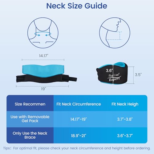 Relief Expert Soft Neck Brace with Hot and Cold Gel Pack – Adjustable Cervical Collar for Men & Women, Breathable Neck Support with Reusable Gel Ice Pack for Comfort at Home, Office & Travel, Blue - Image 4