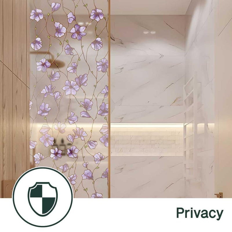 BEAUS TILE UNI Window Film Static Clings Non Adhesive 3D Stained Glass Window Decals UV Protection (Jacaranda, 37.4 x 24.4 Inch) - Image 3