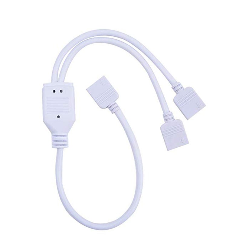 2PCS 1 to 2 Ports Female Connection Cable 4 Pin Splitter LED RGB Strip Light Connector 11.8 in/30cm Length for 4 Pin SMD 5050 3528 LED RGB Light Strip (White) - Image 3
