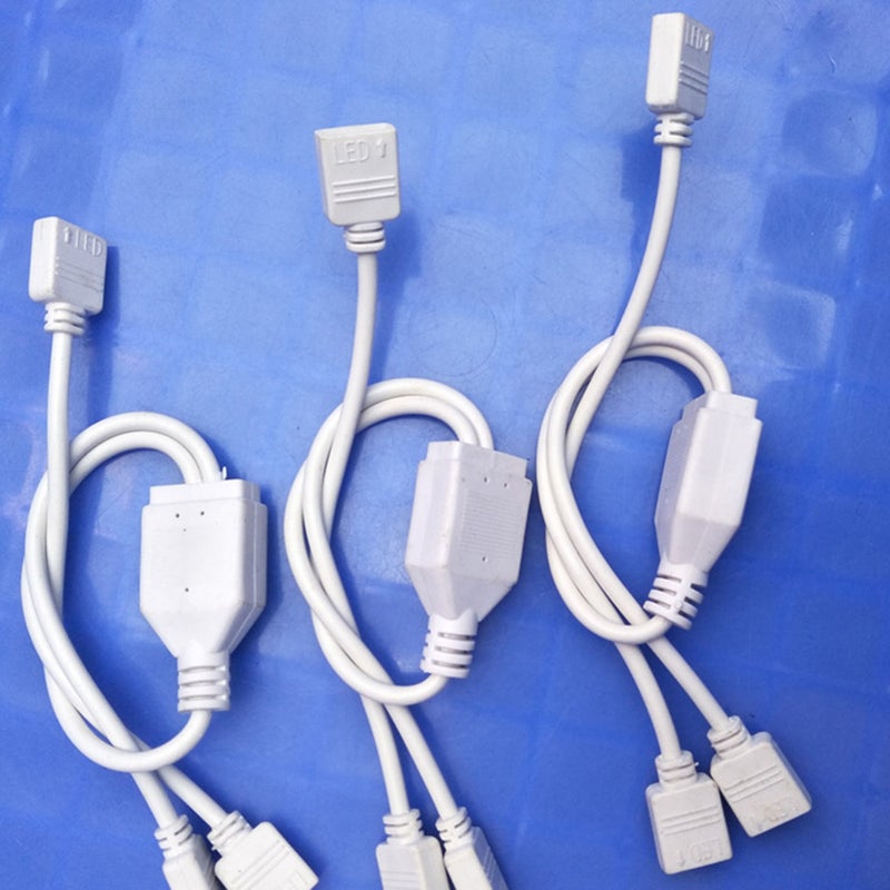 2PCS 1 to 2 Ports Female Connection Cable 4 Pin Splitter LED RGB Strip Light Connector 11.8 in/30cm Length for 4 Pin SMD 5050 3528 LED RGB Light Strip (White) - Image 5