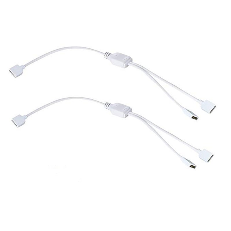 2PCS 1 to 2 Ports Female Connection Cable 4 Pin Splitter LED RGB Strip Light Connector 11.8 in/30cm Length for 4 Pin SMD 5050 3528 LED RGB Light Strip (White) - Image 2
