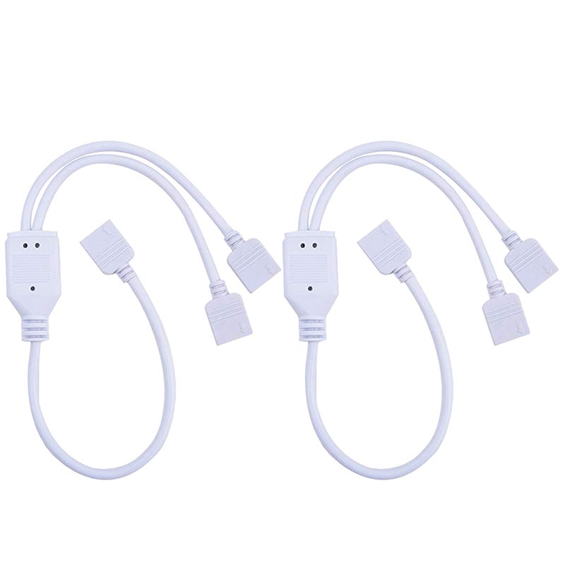 2PCS 1 to 2 Ports Female Connection Cable 4 Pin Splitter LED RGB Strip Light Connector 11.8 in/30cm Length for 4 Pin SMD 5050 3528 LED RGB Light Strip (White) - Image 1