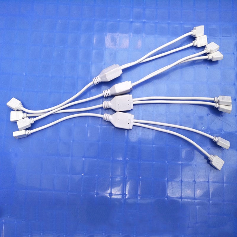 2PCS 1 to 2 Ports Female Connection Cable 4 Pin Splitter LED RGB Strip Light Connector 11.8 in/30cm Length for 4 Pin SMD 5050 3528 LED RGB Light Strip (White) - Image 4