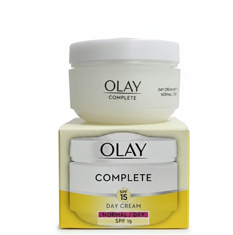 Olay Complete Day Cream 50ml for normal to dry skin with SPF 15 sun protection.