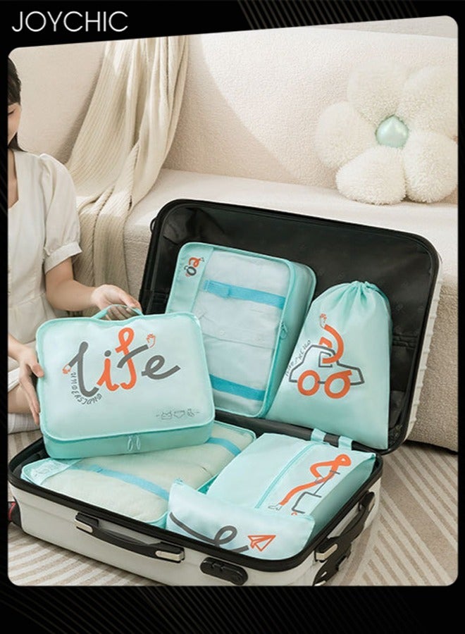 Joychic 6-piece Portable Large Capacity Multiple Classified Clothing Storage Bag Business Travel Trip Waterproof and Dustproof Underwear Socks Packing Organizer for Women Men Light Blue  - Image 2