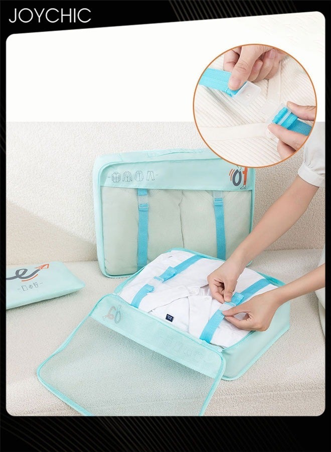 Joychic 6-piece Portable Large Capacity Multiple Classified Clothing Storage Bag Business Travel Trip Waterproof and Dustproof Underwear Socks Packing Organizer for Women Men Light Blue  - Image 4