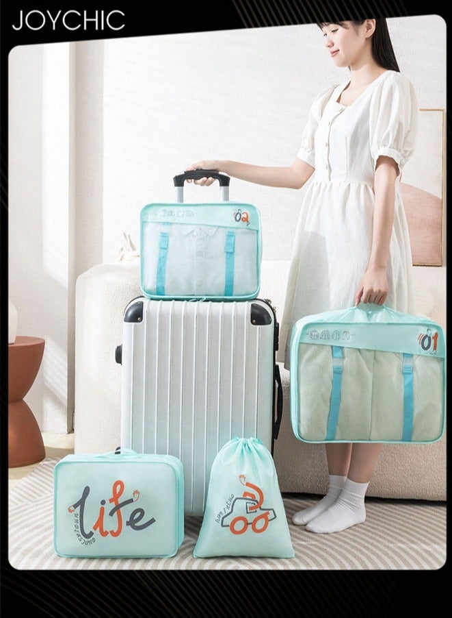 Joychic 6-piece Portable Large Capacity Multiple Classified Clothing Storage Bag Business Travel Trip Waterproof and Dustproof Underwear Socks Packing Organizer for Women Men Light Blue  - Image 3