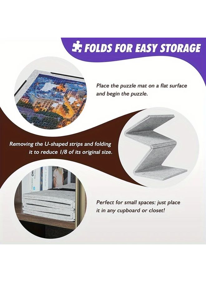 Light Gray Portable Folding Puzzle Board Storage For 1500 Pieces Adults - Image 5