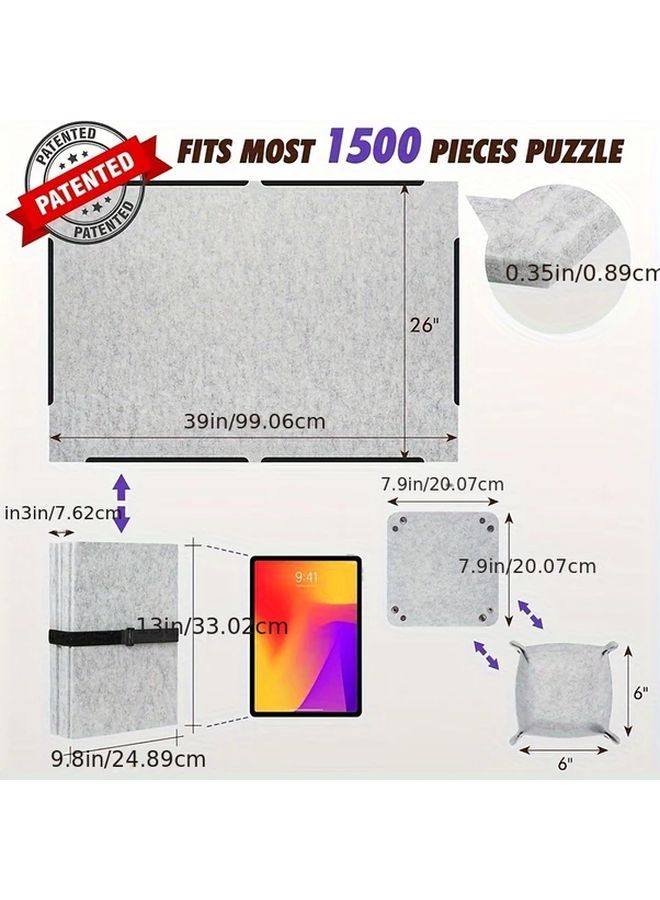 Light Gray Portable Folding Puzzle Board Storage For 1500 Pieces Adults - Image 2