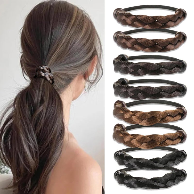 Generic 8 Pcs Hair Ties Wig Braided Hair Elastic Rope Ponytail Holders Multicolor Hair Bands for Women Daily Hair Accessories Shower Makeup Styling Tools 