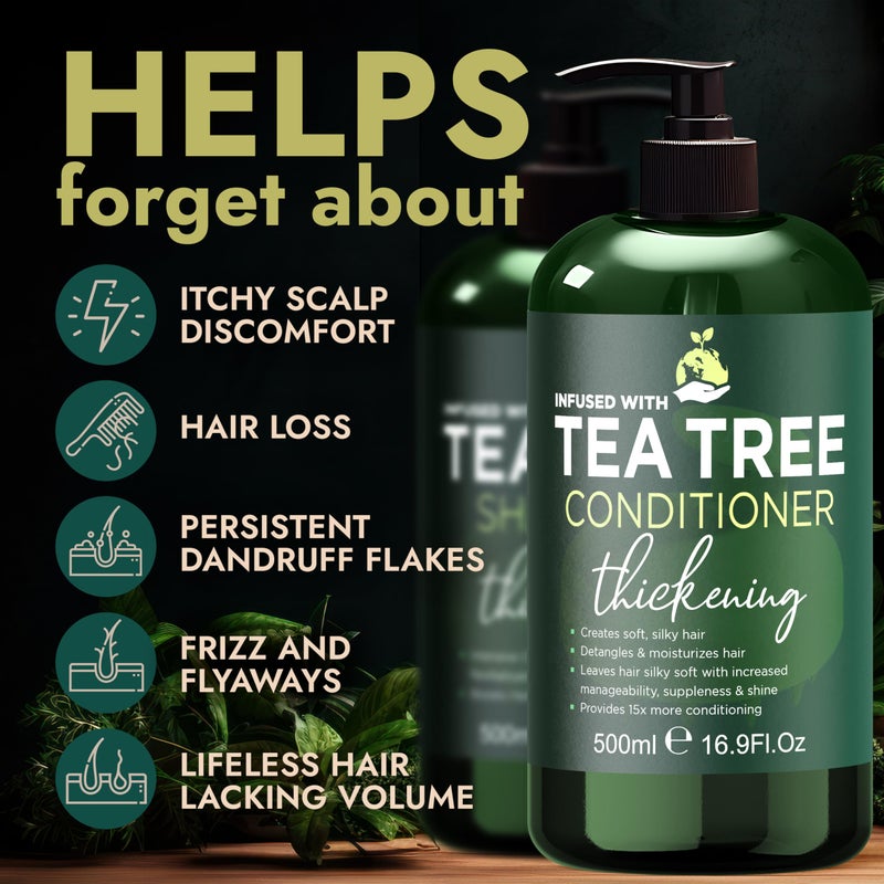 Terramed Just Think Comfort Tea Tree Shampoo & Conditioner Set | Thinning Hair Loss Treatments for Men and Women | Soothes Itchy Scalp & Dandruff | Boosts Hair Growth & Reduces Hair Loss | Sulfate & Paraben Free - Image 2