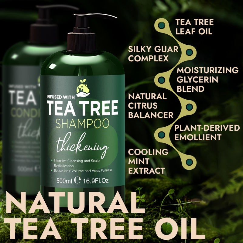 Terramed Just Think Comfort Tea Tree Shampoo & Conditioner Set | Thinning Hair Loss Treatments for Men and Women | Soothes Itchy Scalp & Dandruff | Boosts Hair Growth & Reduces Hair Loss | Sulfate & Paraben Free - Image 3