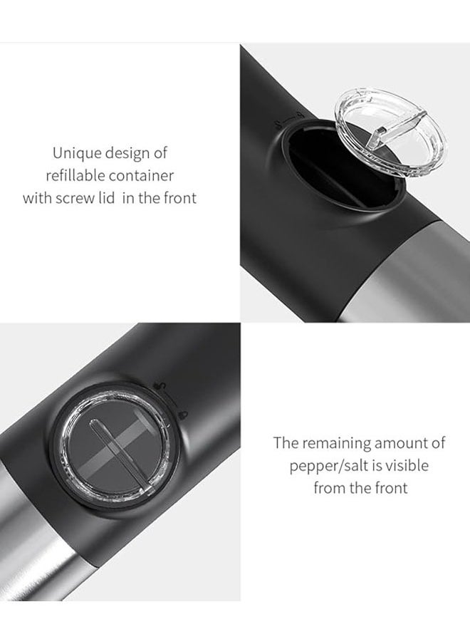 General - Electric salt and pepper grinder, automatic pepper grinder with adjustable thickness, gravity protection switch, automatic dust cap + LED light, battery powered, one-handed operation - Image 1