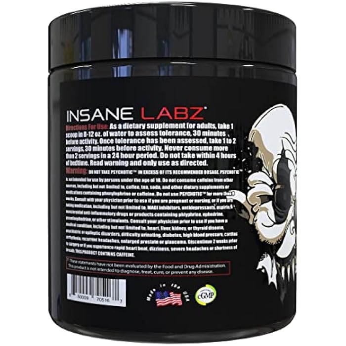 Insane Labz Psychotic Black Edition Mid Stimulant Pre Workout Powder, Energy Focus Pumps, Loaded with Creatine Beta Alanine Taurine Fueled by AMPiberry, 35 Servings (Fruit Punch) - Image 3