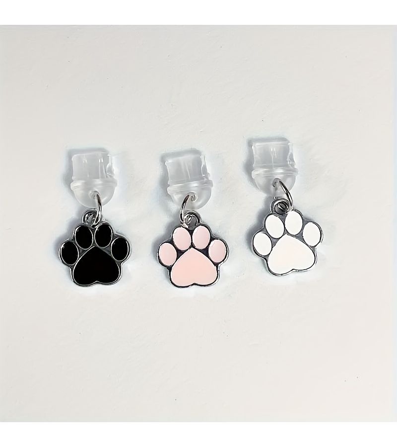 Pink Heart Shaped Cat Paw Phone Dust Plug Protective Charging Port Charm - Image 4