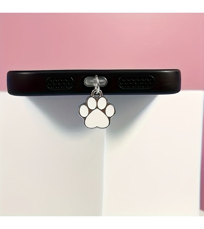 Pink Heart Shaped Cat Paw Phone Dust Plug Protective Charging Port Charm - Image 3