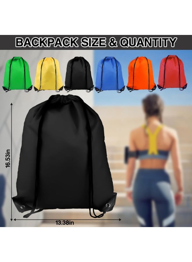 شنطة ظهر بحبل شد خفيفة الوزن – حقيبة رياضية مقاومة للماء للتمارين والسفر والسباحة والشاطئ، شنطة جيم متعددة الاستخدام للجنسين, أزرق داكن - Image 2