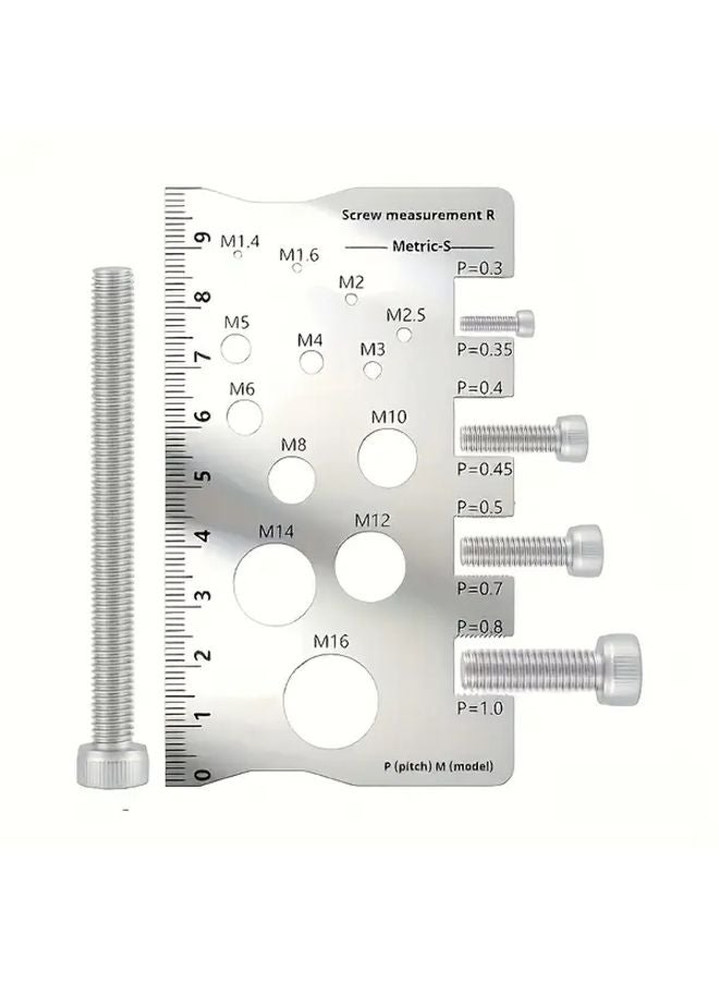 Heavy Duty Stainless Steel Screw Bolt Measuring Ruler Silvery M12 Scale Gauge - Image 4