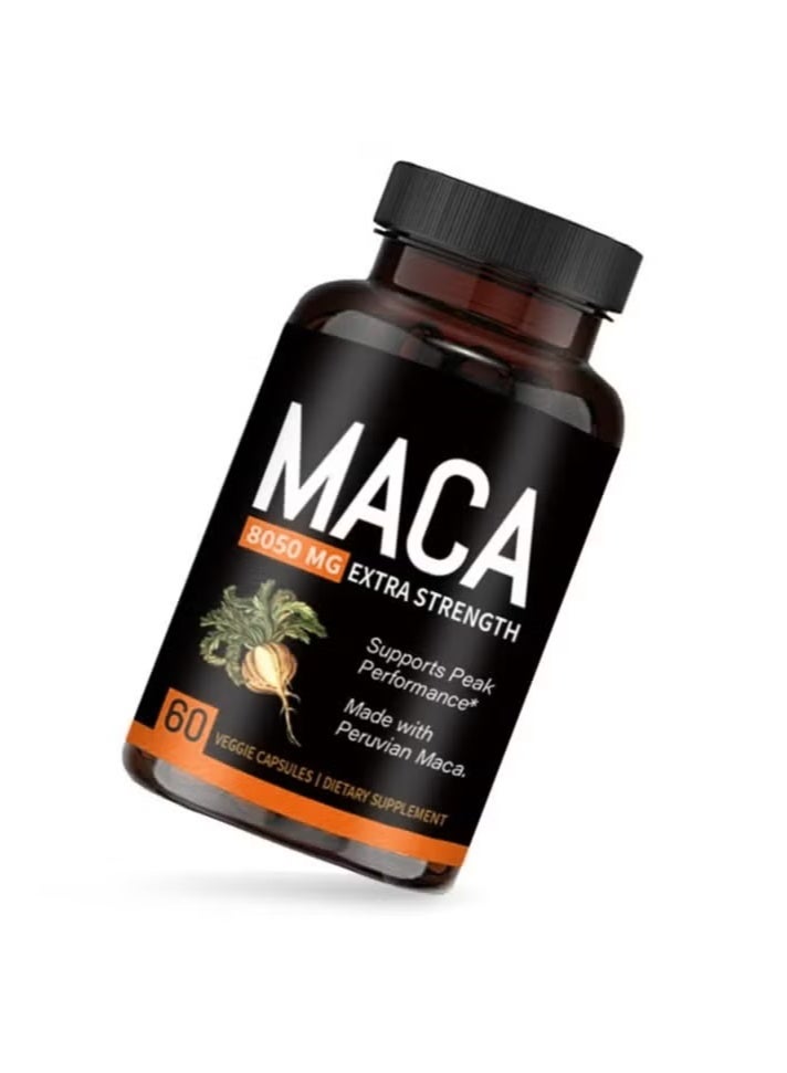 MACA Organic Maca Root Powder Capsules 8050 mg with Black + Red + Yellow Peruvian Maca Root Extract Supplement for Men and Women - Vegan Pills - Image 1