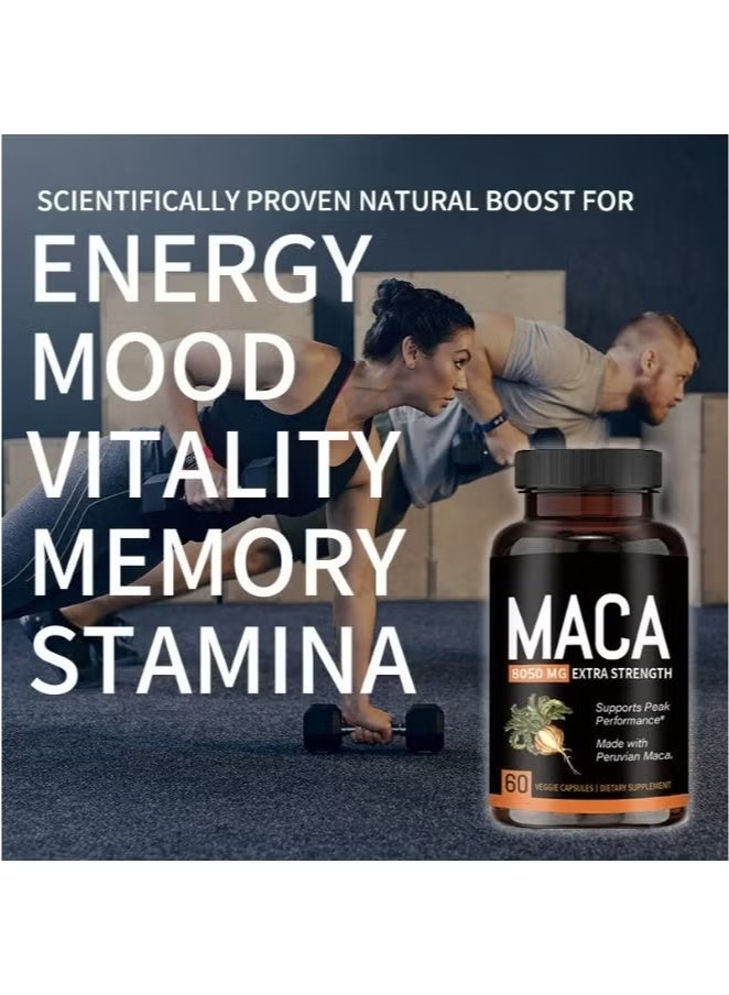 MACA Organic Maca Root Powder Capsules 8050 mg with Black + Red + Yellow Peruvian Maca Root Extract Supplement for Men and Women - Vegan Pills - Image 4