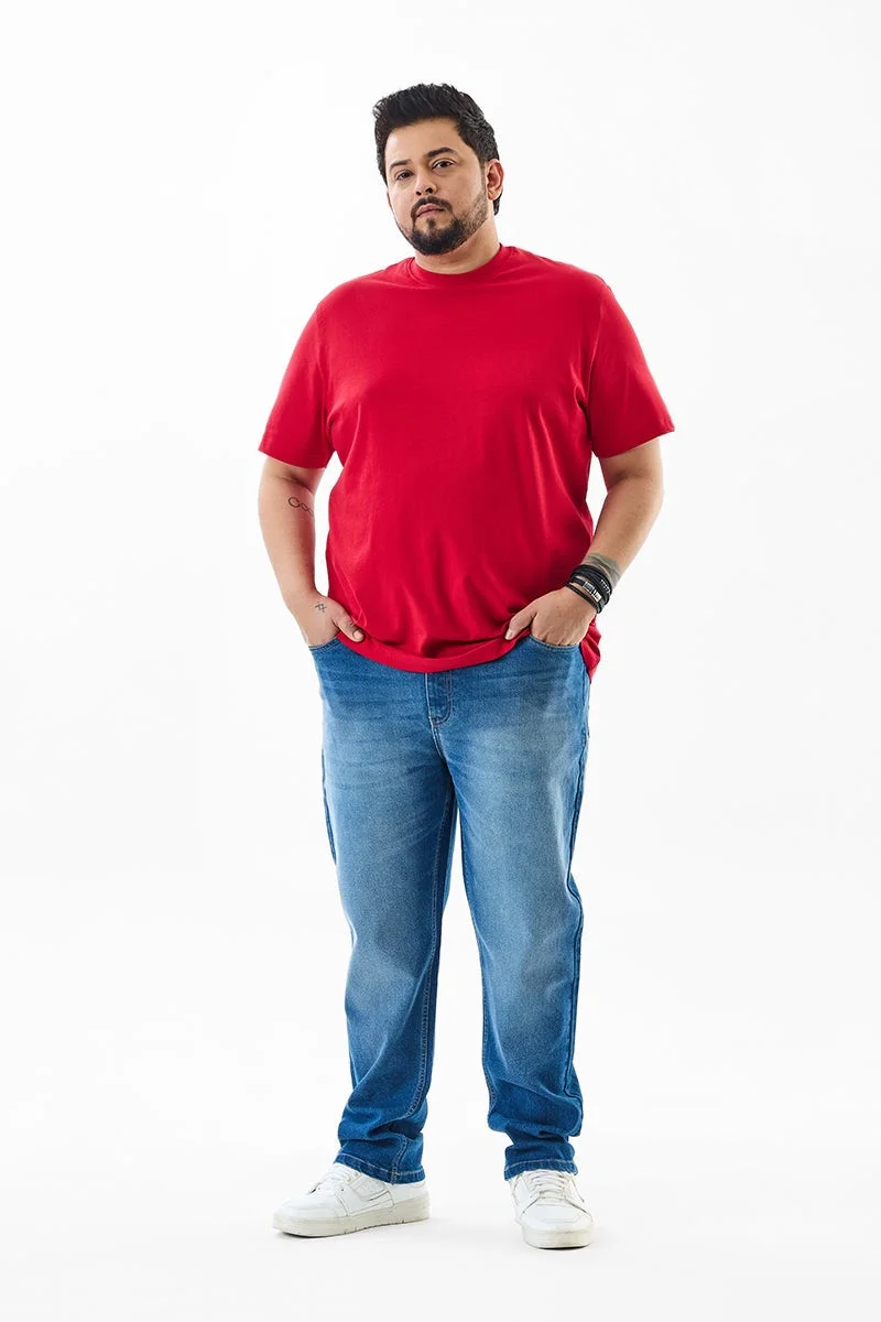 سنيتش تيشيرت قطن % مقاس كبير بقصة عادية