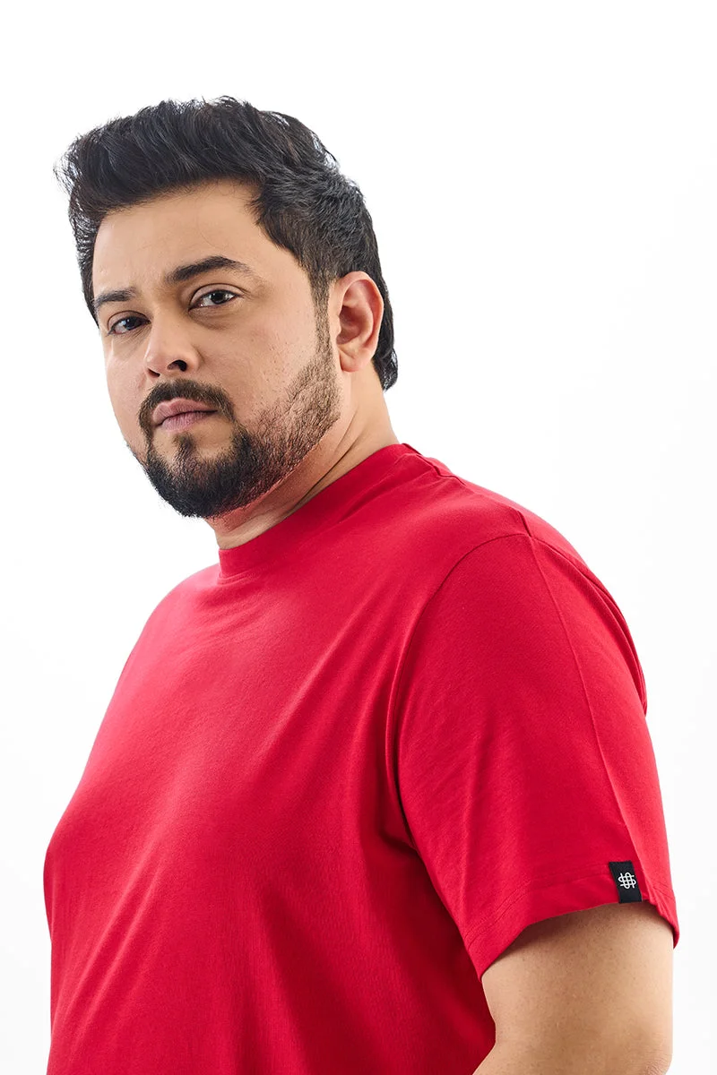 Snitch Red Regular Fit 100% Cotton Plus Size T-Shirt for Men | Best Price UAE