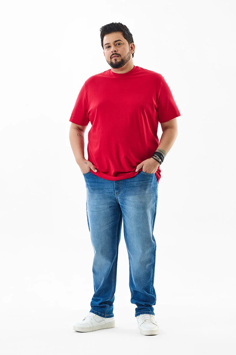 Snitch Red Regular Fit 100% Cotton Plus Size T-Shirt for Men | Best Price UAE