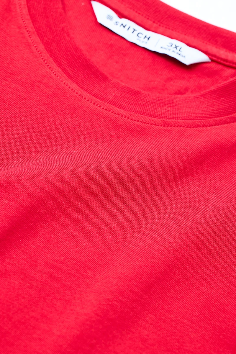 Snitch Red Regular Fit 100% Cotton Plus Size T-Shirt for Men | Best Price UAE
