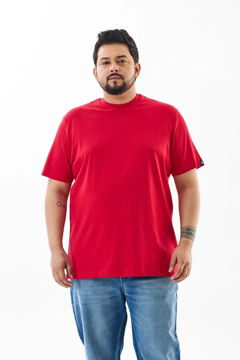 Snitch Red Regular Fit 100% Cotton Plus Size T-Shirt for Men | Best Price UAE