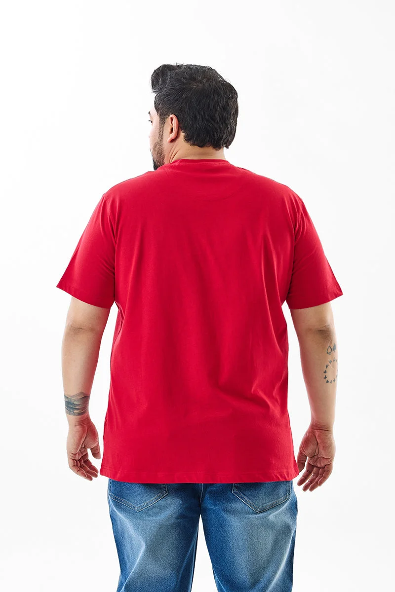 Snitch Red Regular Fit 100% Cotton Plus Size T-Shirt for Men | Best Price UAE