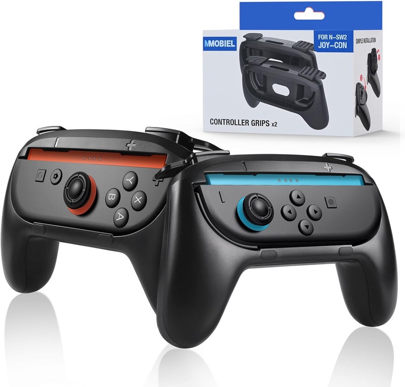 Mmobiel Controller Grips for Nintendo Switch 2 2-Pack Ergonomic Non-Slip Handles for Joy-Con Controllers - Enhanced Comfort, Grip & Precision Control for Gaming – Easy to Attach - Black - Image 1
