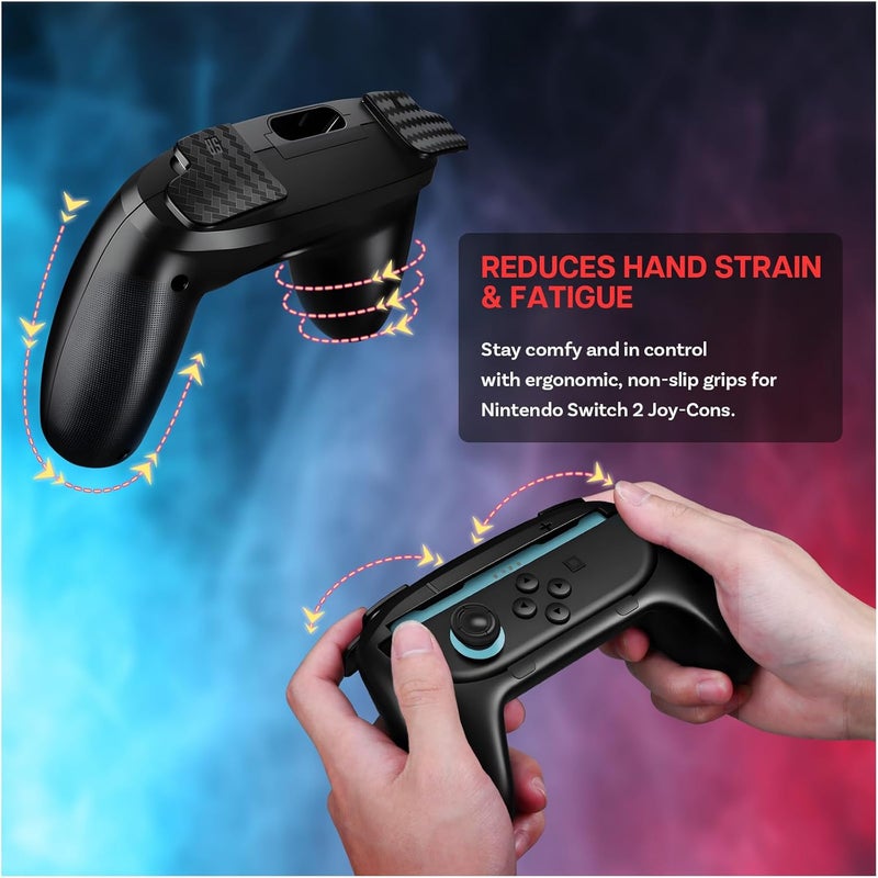 Mmobiel Controller Grips for Nintendo Switch 2 2-Pack Ergonomic Non-Slip Handles for Joy-Con Controllers - Enhanced Comfort, Grip & Precision Control for Gaming – Easy to Attach - Black - Image 2