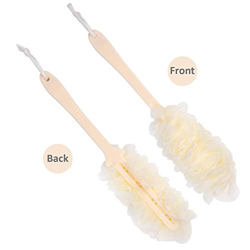Style Homez AMAZER, Super Soft Shower Sponge Loofah Back Body Scrubber with Long 44cm Handle White Color, Bath Essentials by Style Homez - Image 2