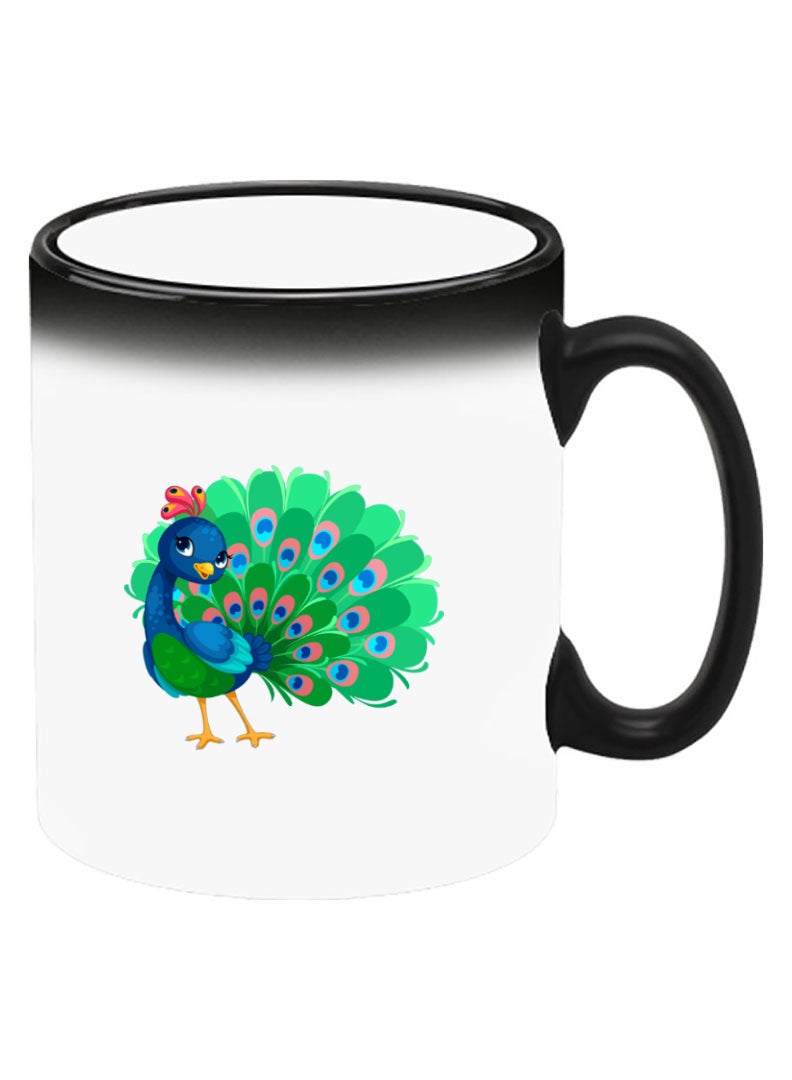 Theodor Color Changing Heat Sensitive Ceramic Mug, Image Revealed When HOT Liquid is Added! peacock - Image 2