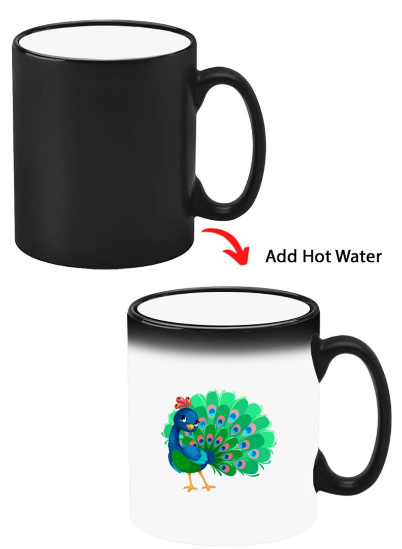 Theodor Color Changing Heat Sensitive Ceramic Mug, Image Revealed When HOT Liquid is Added! peacock - Image 1