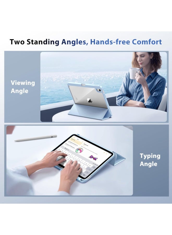 Case for iPad 10th Generation 10.9 Inch, 2022  & ipad 11th genration 2025 Case with Pencil Holder - Protective Trifold Stand Smart Cover [Support Touch ID & Auto Wake/Sleep] comaptiple with (A3354/A3355/A3356 /A2696/A2757/A2777)  , Sky blue - Image 4