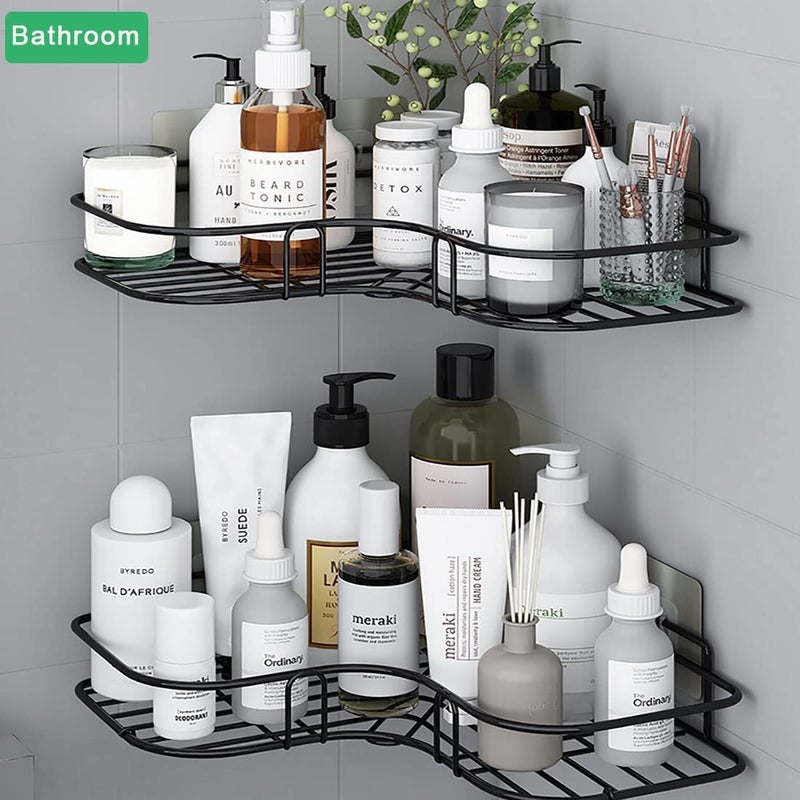Emergity Metal Bathroom Rack Shampoo Holder Kitchen Shelf Bathroom Organizer Shelves Corner Shelf Wall Mounted Shelf Bathroom Shelves Self Adhesive Bathroom Shelf Bathroom Shelf for Wall - Image 4