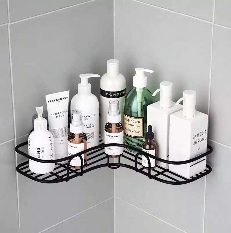 Emergity Metal Bathroom Rack Shampoo Holder Kitchen Shelf Bathroom Organizer Shelves Corner Shelf Wall Mounted Shelf Bathroom Shelves Self Adhesive Bathroom Shelf Bathroom Shelf for Wall - Image 1