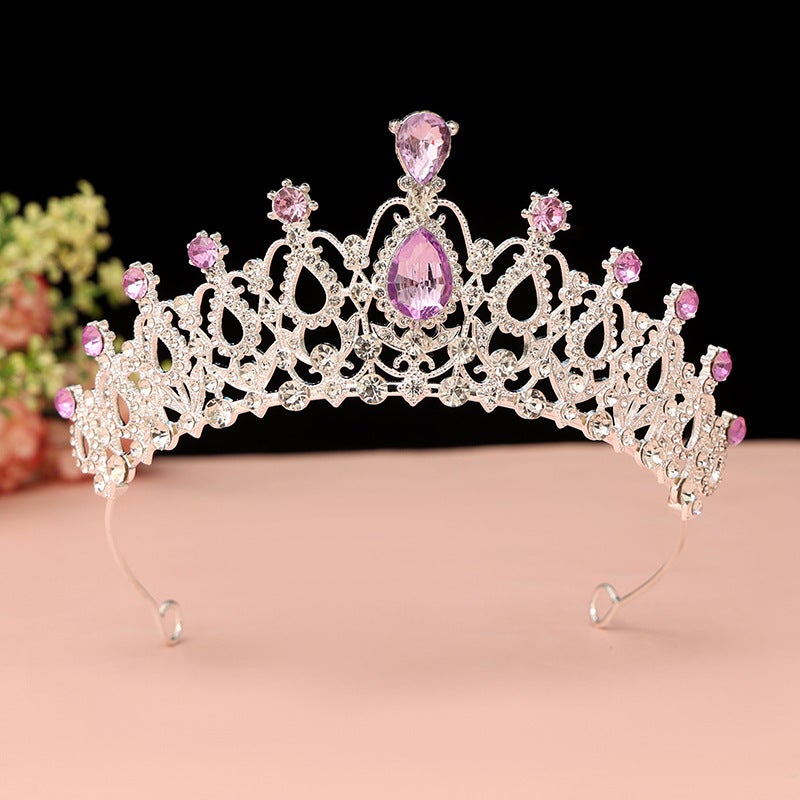 Mori Crown Headwear Birthday Super Fairy 18-year-old Adult Ceremony Princess Best Friend Gift Crown Photo Crown Premium silver [Purple]] 